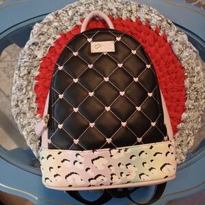 Betsey Johnson Designer Pink Diamond Quilted Pastel Leopard Print Backpack Purse
